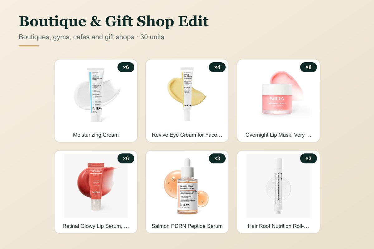 Boutique & Gift Shop Edit bundle: Youthful Formula Ultimate Moisturizing Cream, Revive Eye Cream for Face & Neck, Overnight Lip Mask, Very Berry, Retinal Glowy Lip Serum, Rosy Fig, Salmon PDRN Peptide Serum, Ultimate Hair Root Nutrition Roll-On Serum